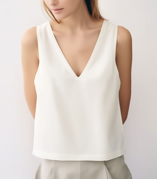 Cream Sleeveless Top